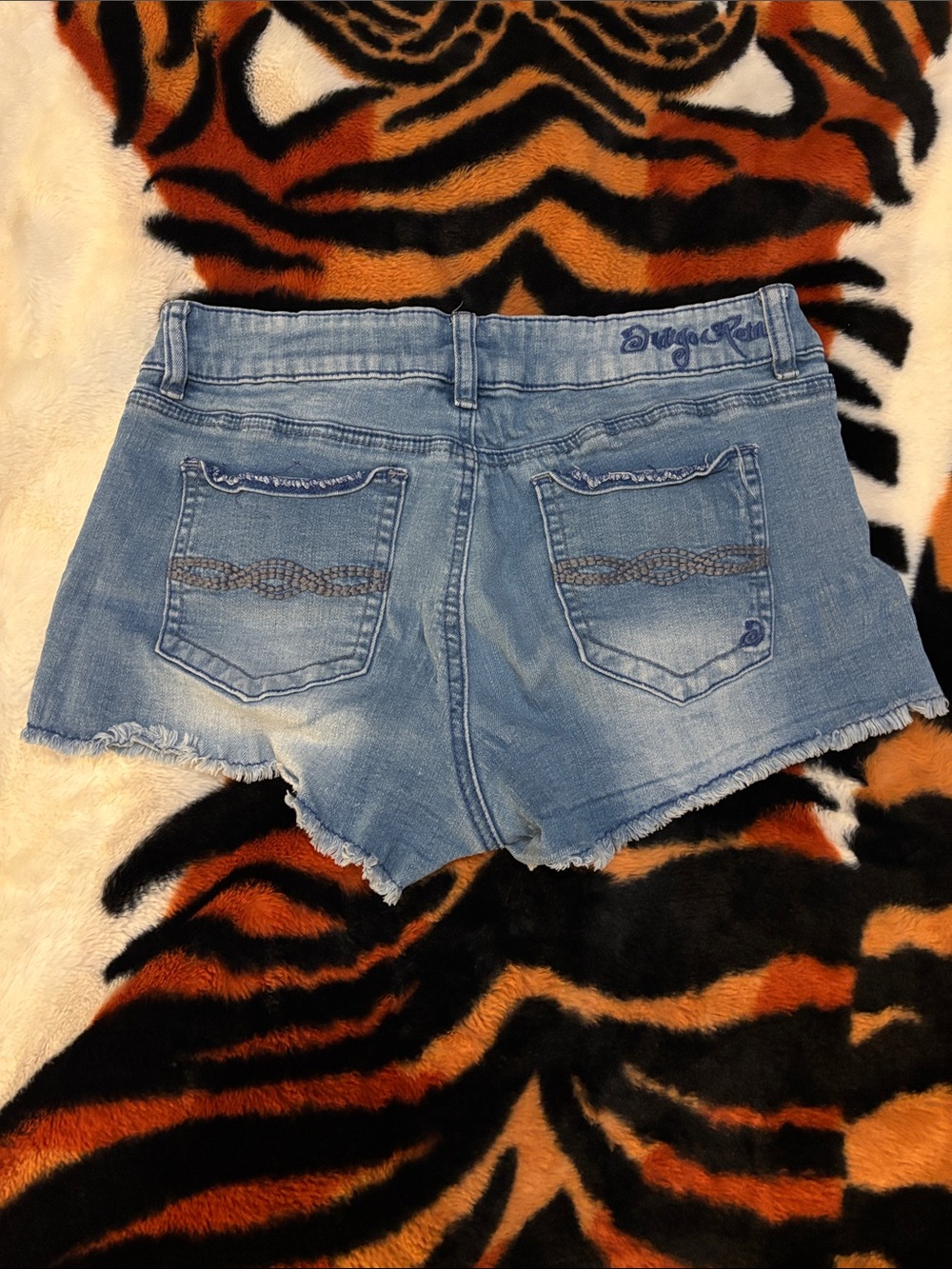 13” Indigo Rein Light Blue Distressed Denim Cutoff Shorts